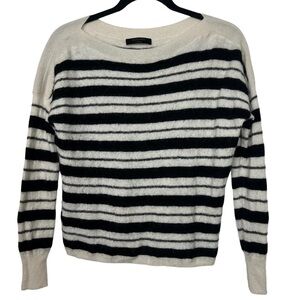 All Saints Black Ivory Wool Alpaca Blend Stripe Misty Sweater XS